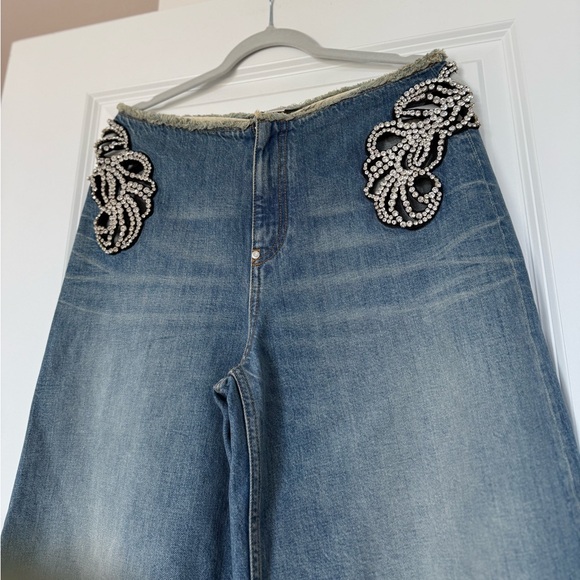 Like new Stella McCartney Diamanté Swirl Mid-Rise Wide Leg Jeans $2,600 29 - Picture 7 of 10
